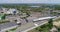 Modern industrial building exterior with aerial view, Gray industrial building from above