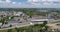 Modern industrial building exterior with aerial view, Gray industrial building from above