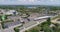 Modern industrial building exterior with aerial view, Gray industrial building from above