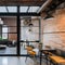 Modern Industrial Chic: A loft apartment with brick walls, concrete floors, and sleek, minimalist furniture3, Generative AI