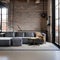 Modern Industrial Chic: A loft apartment with brick walls, concrete floors, and sleek, minimalist furniture4, Generative AI