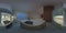 Modern interior of a country house. Evening lighting. Panorama 360.