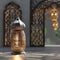Modern Islamic design 3D Ramadan Kareem with shiny lantern light