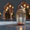 Modern Islamic design 3D Ramadan Kareem with shiny lantern light