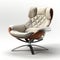 Modern Ivory Leather Reclining Chair With Ottoman