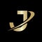 Modern J Logo Design based alphabet business logotype gold color and black background .