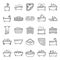 Modern jacuzzi icons set, outline style