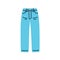 Modern jeans pants. Denim fabric trousers. Female garment, cotton clothes. Casual women apparel. Trendy straight leg