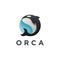 Modern jumping orca killer whale logo icon vector