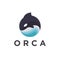 Modern jumping orca killer whale logo icon vector