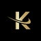Modern K Logo Design based alphabet business logotype gold color and black background .