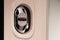 Modern keyhole lock. Exterior door part and security lock on a metal frame, close-up