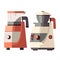 Modern Kitchen Appliances: Electric Juicer and Blender - Flat Style Vector Illustration