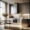 Modern kitchen bathed in early morning sunlight