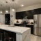 Modern kitchen with black sink and fronts