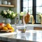 Modern kitchen essentials Glass decanter filled with refreshing drinking water