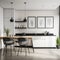 Modern Kitchen Interior with Black and White Color Scheme