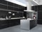 Modern kitchen interior with smart appliances in black color coordination