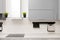 Modern kitchen  in scandinavian style with hob, fume hood and countertop