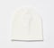 Modern knitted white beanie hat, knitwear isolated on white