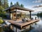 A modern lakeside cabin with sleek architecture