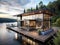 A modern lakeside cabin with sleek architecture