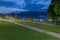 Modern lakeside promenade at dusk. Luino and lake Maggiore, Italy