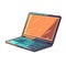 Modern Laptop Computing Device Cartoon Square Illustration.