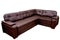 modern large cozy fabric sofa-corner of chocolate color with white seams on a white background