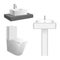 Modern lavatory bow and wash sink. Bathroom objects set