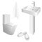 Modern lavatory bow, wash sink, terry towel and sneakers. Bathroom set