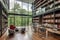 modern library with glass walls, sleek furnishings, and advanced tech features