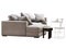 Modern light beige chaise lounge fabric sofa with plaid, pillows and side tables. 3d render