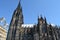 Modern lights in front of Cologne Cathedral.