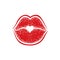 Modern Lips prints on a white background. Vector womans girl lipstick kiss mark.