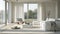 a modern living room adorned with elegant white furniture, inspired by the serene beauty of Dutch landscapes, exuding a