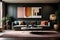 Modern Living Room Interior Design with minimalist and elegant with orange and green color of touch