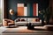 Modern Living Room Interior Design with minimalist and elegant with orange and green color of touch