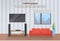 Modern Living Room Interior With Red Couch And Big Led Televison Set On Wall