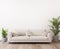 Modern living room mockup, beige sofa in bright interior design