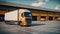 Modern loading docks, Truck in front of an industrial logistics building