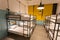 Modern loft with bunk beds in youth hostel with dormitory rooms