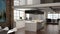 Modern loft with a kitchen. 3d rendering