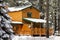 Modern Log Cabin Home In The Winter Woods