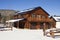 Modern Log Cabin Home In The Winter Woods