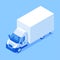 Modern logistic van courier delivery goods automobile isometric vector illustration