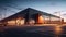 Modern logistics warehouse illuminated.