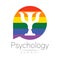 Modern logo of Psychology. Psi in circle. Creative style. Logotype in vector. Design concept. Brand company. Rainbow