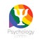 Modern logo of Psychology. Psi in circle. Creative style. Logotype in vector. Design concept. Brand company. Rainbow