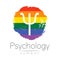 Modern logo of Psychology. Psi. Creative style. Logotype in vector. Design concept. Brand company. Rainbow color blot